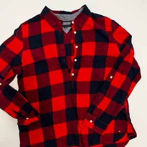 Tommy Hilfiger Red and Navy Plaid Button Down Shirt